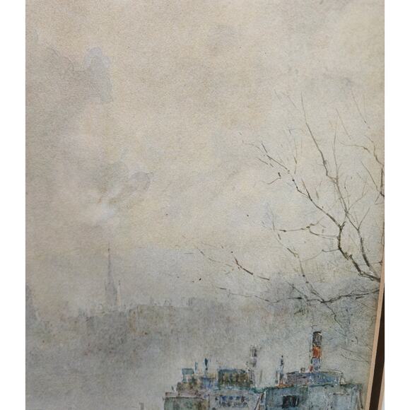 Paul Sawyier “Misty Evening” Lithograph Framed Gold Beveled Wood KY Art 1973 VTG - Picture 4 of 13